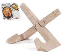 SPESHSTONES Marble Cookbook Stand for Kitchen Counter 8 Inch Travertine Recipe Book Holder, Kitchen Book Stand, Tablet & Cooking Book Stand, Heavy Duty Marble Recipe Holder, Farmhouse Kitchen Decor