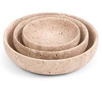 SPESHSTONES Marble Dipping Bowls Set of 3 Handmade Travertine Mini Dip Bowl for Soy Sauce, Condiment & Pinch Serving - Small Stone Side Dishes for Prep & Entertaining