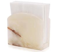 SPESHSTONES Marble Napkin Holder 6.5 Inch Handmade White Onyx Stone Organizer for Tissue Paper & Cocktail Napkins - Decorative Holder for Bathroom, Kitchen Counter & Coffee Bar