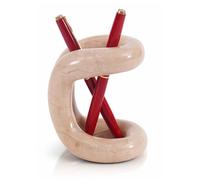 SPESHSTONES Marble Pen Holder for Desk 4 Inch Beige Pencil Holder for Desk Accessories & Workspace Organizers - Stone Stationary Holders for Office Decor - Pen Organizer for Gifts