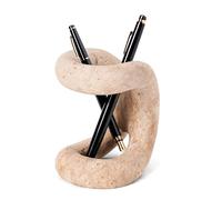 SPESHSTONES Marble Pen Holder for Desk 4 Inch Travertine Pencil Holder for Desk Accessories & Workspace Organizers - Stone Stationary Holders for Office Decor - Pen Organizer for Gifts
