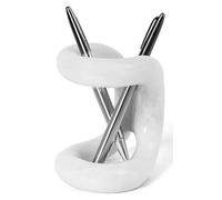 SPESHSTONES Marble Pen Holder for Desk 4 Inch White Pencil Holder for Desk Accessories & Workspace Organizers - Stone Stationary Holders for Office Decor - Pen Organizer for Gifts