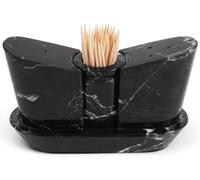 SPESHSTONES Marble Salt and Pepper Shakers Set 2.5 Inch Handmade Black Salt and Pepper Cellar With Tray for Kitchen Decor and Accessories, Stone Salt Shaker, Spice Jars & Seasoning Containers