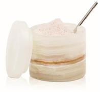 SPESHSTONES Marble Salt Cellar 3 Inch Cream Onyx Salt Containers for Countertop, Sugar Bowl With Lid, Salt Holder, Spice Jars, Salt Box for Seasoning Storage Container, Salt Dish for Kitchen Decor