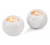 SPESHSTONES Marble Tea Light & Votive Candle Holders 3.5 Inch, White