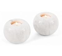 SPESHSTONES Marble Tea Light & Votive Candle Holders 4 Inch, White