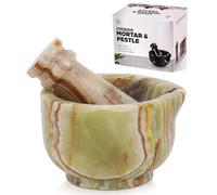 SPESHSTONES Small Marble Mortar and Pestle Set, Green 3 Inch Mini Stone Grinder Bowl with Felt Base - Pill Crusher for Fine Powder, Spice Grinder, Herb Crusher & Garlic Crusher for Kitchen