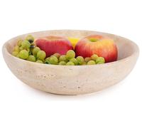 SPESHSTONES Travertine Fruit Bowl 10" inches Handmade fruit holder for entryway tables home decor - Decorative scalloped bowl for kitchen countertop accessories, Dining table centerpiece decor