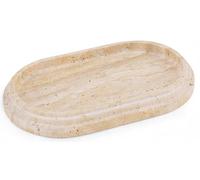 SPESHSTONES Travertine Tray 9.75 Inch Handmade Marble Tray for Bathroom Accessories, Decorative Coffee Table Trays & Candle Dish, Jewelry Tray, Perfume Organizer for Vanity Decor