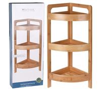 Spetebo Bamboo Bathroom Corner Shelf with 3 Shelves - Wooden Bathroom Shelf Stan