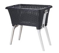 Spetebo Laundry Basket with Folding Feet 60 x 40 cm - Black - Stand Laundry Box with Legs Folded Out at the Touch of a Button - Laundry Collector Box Basket Standing and Recyclable