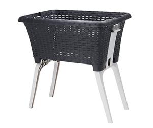 Spetebo Laundry Basket with Folding Feet 60 x 40 cm - Black - Stand Laundry Box with Legs Folded Out at the Touch of a Button - Laundry Collector Box Basket Standing and Recyclable