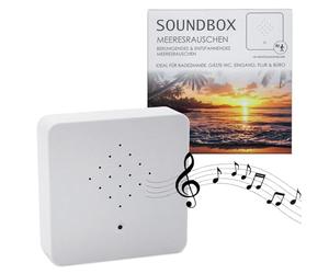 Spetebo Soundbox White with Sea Noise - 12 cm - Speaker with Soothing Wave Noise - Decorative Box with Natural Sounds Maritime Water Sound 2 Metre Sensor for Bathroom Spa Guest Toilet and Relaxation