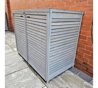 SPETLEK 1.35x1.14m Grey Wooden Double Wheelie Bin Storage for 2 Bins SPETLEK Multicolor