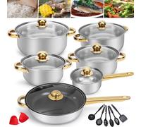 SPETLEK 20PC Induction Non-Stick Stainless Steel Cookware Set in Metallic Silver SPETLEK Metallic Silver