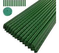 SPETLEK 24pc Garden Plant Stakes Metal Plastic Coated in Green SPETLEK Green