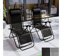 SPETLEK 2x Reclining Sun Lounger Zero Gravity Chair Black | Size: 0.6m2 SPETLEK Black 0.6m2