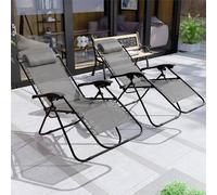SPETLEK 2x Reclining Sun Lounger Zero Gravity Chair Grey | Size: 0.6m2 SPETLEK Grey 0.6m2