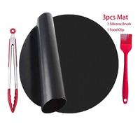 SPETLEK 3Pcs Round BBQ Grill Mat Set in Black | Size: 0.6m2 SPETLEK Black 0.6m2