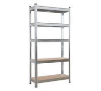 SPETLEK 5 Tier Heavy Duty Garage Shelving Rack 180x90x40cm Steel Storage Unit in Silver | Size: 180 x 90 x 40 cm SPETLEK Silver 180 x 90 x 40 cm