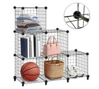 SPETLEK 6 Cube Storage Shelf Wire Metal Grid DIY Modular Cabinet in Black SPETLEK Black