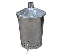 SPETLEK 90L Galvanised Incinerator Garden Rubbish Fire Bin for Paper in Metallic Silver SPETLEK Metallic Silver