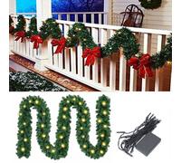 SPETLEK 9FT Christmas Garland with Lights Stairs Xmas Tree in Green SPETLEK Green