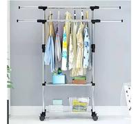 SPETLEK Adjustable Mobile Clothes Rack with Wheels in Silver SPETLEK Silver