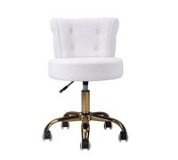 SPETLEK Adjustable Teddy Fleece Vanity Stool Swivel Dressing Makeup Chair in White SPETLEK White