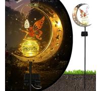 SPETLEK Fairy Garden LED Solar Lights Outdoor Patio Lighting Moon Stake in Yellow SPETLEK Yellow