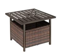 SPETLEK Rattan Outdoor Coffee Table with Umbrella Hole Garden Side Desk in Brown | Size: 100 cm x 60 cm SPETLEK Brown 100 cm x 60 cm