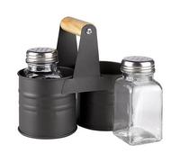 SPETLEK Salt & Pepper Shakers Set Glass Pots Cruet Jars in Grey | Size: 0.6m2 SPETLEK Grey 0.6m2