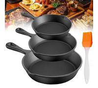 SPETLEK Set of 3 Cast Iron Non Stick Skillet Griddle Cooking Pan Pre-Seasoned in Black SPETLEK Black