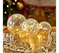 SPETLEK Set of 3 Fairy Light Orbs Crackled Glass Balls LED Lights in Clear SPETLEK Clear