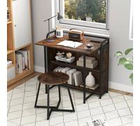 SPETLEK Space Saving Writing Table with Stool in Brown | Size: 0.6m2 SPETLEK Brown 0.6m2