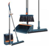 SPETLEK UK 3PCS Strong Long Handled Dustpan & Brush Set in Blue SPETLEK Blue