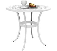 SPETLEK White 60cm Round Garden Table Cast Aluminium Frame Outdoor Patio Desk | Size: 100 cm x 100 cm SPETLEK White 100 cm x 100 cm