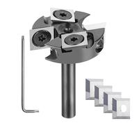 SpeTool 1/4 Inch Shank Spoilboard Surfacing Router Bit, 1-1/4" Diameter Slab Flattening Planing Bit for CNC & Handheld Routers, 2+2 Carbide Inserts plus 4 Extra Blades