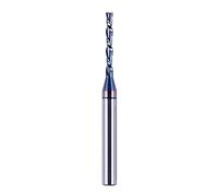 SpeTool 1/4" Shank Down Cut Spiral Router Bit, 1/8" Cutting Dia Solid Carbide End Mill, TAC Coated Wood Carving Bit for CNC & Handheld Router, 3" Extra Long for Deep Pockets & Clean Edges