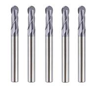 SpeTool 5PCS Ball Nose End Mill Cutter CNC Router Bits Double Flute HRC55 Spiral Milling Tool 1/4 Inch Shank 2-1/2 Inch Length OVL