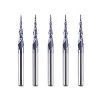 SpeTool 5Pcs Tapered Ball Nose End Mill 0.25mm Radius CNC Router Bit Set, 1/8" Shank TiAlN Coated Solid Carbide 2-Flute Spiral Milling Cutter for 3D Wood Carving & Detail Engraving