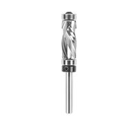 SpeTool Double Bearing Spiral Flush Trim Router Bit 1/4 Inch Shank 1/2 Inch Cutting Diameter, Extra Long Carbide Compression Flush Cut Pattern Bit with Top and Bottom Bearing for Woodworking