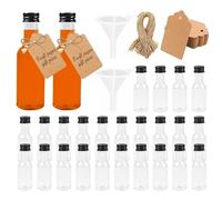 Spetsbst Pack of 24 Small Bottles for Filling 50 ml Mini Bottles Liquor Bottles with Lid and Funnel Plastic Shot Small Bottles Made of Plastic for Weddings Party