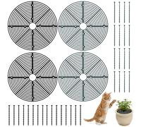 Spetsbst Pack of 4 Flower Pot Grids 30 cm, Plant Protection Cat PP Material Flower Pot Cover for Plants, Flower Pot Grid with Extended Mounting Pin, Protects Plants from Children Animal Eating