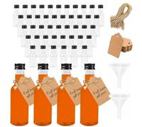 Spetsbst Pack of 48 Mini Bottles Liquor Bottles 25 ml Small Bottles for Filling Plastic Empty Schnapps Bottles Reusable Schnapps Bottles for Filling with Lid and with Funnel