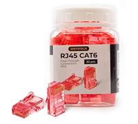 Spetstech 50-Pack Cat 6 PASS Through Connectors (Red) - RJ45 Modular Plugs/Ethernet Connectors for Ethernet Cables