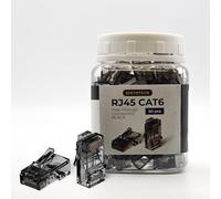 Spetstech RJ45 Cat 6 Pass-Through Connector 50-Pack - Modular Plugs for Ethernet Cables, Cat6 Ends (50, Black)