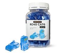 Spetstech RJ45 Connectors 100-Pack Cat 6 non-Through (Cat 6 Ends / Cat6 Plugs / RJ45 Modular Plugs/Ethernet Connectors) for Solid or Stranded UTP Ethernet Cables (100, Blue)