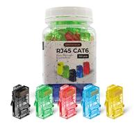 Spetstech RJ45 Connectors 100-Pack Cat 6 PASS - Through Connectors (Cat 6 Ends / Cat6 Plugs / RJ45 Modular Plugs/Ethernet Connectors) for Ethernet Cables (100, mix)