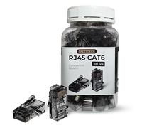Spetstech RJ45 Connectors 100-Pack Cat 6 PASS - Through Connectors (Cat 6 Ends / Cat6 Plugs / RJ45 Modular Plugs/Ethernet Connectors) for Solid or Stranded UTP Ethernet Cables (100, Black)